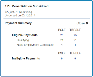Example of Eligible and Ineligible Payment counts.  Eligible Payment counts are broken down by eligibility type such as Qualifying or Need Employment Certification.